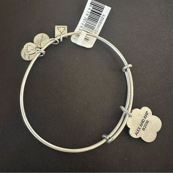 Alex and Ani Paw Print Crystal Charm Expandable Bangle Bracelet Silver Tone, NWT - Picture 6 of 10